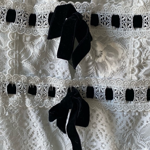 NWT For Love & Lemons Bonita Lace Ruffles & Bows Mini Dress in White - Picture 9 of 14